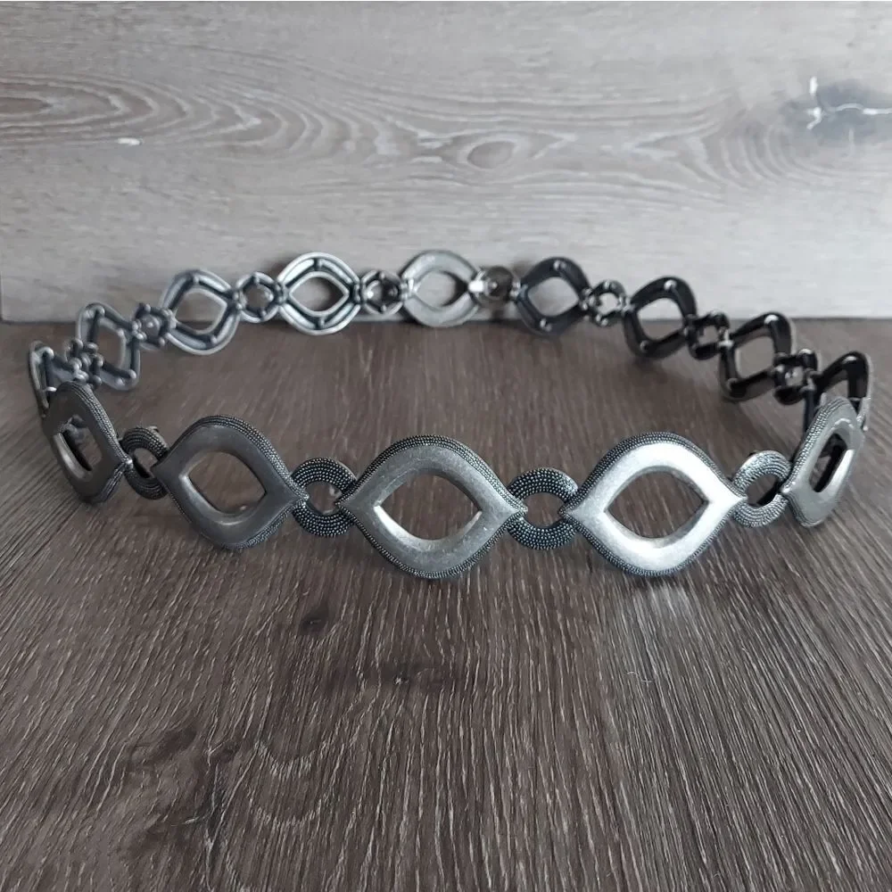 Vintage Silver Tone Stretch Link Waist Belt 39.5